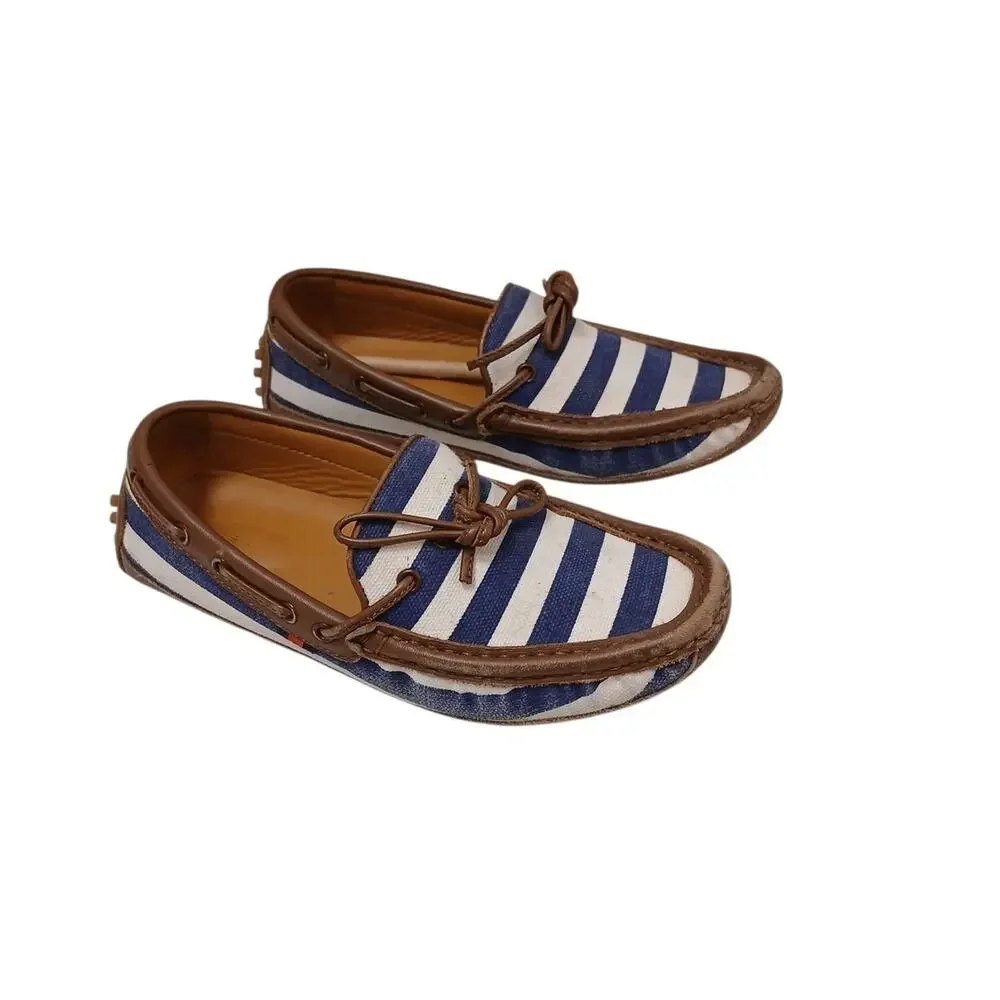 Gucci Loafers Little Boys Sz 13 Blue White Striped Box &‎ Dustbag Nautical Shoes